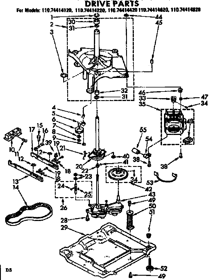 Kenmore 11074414420 drive parts diagram
