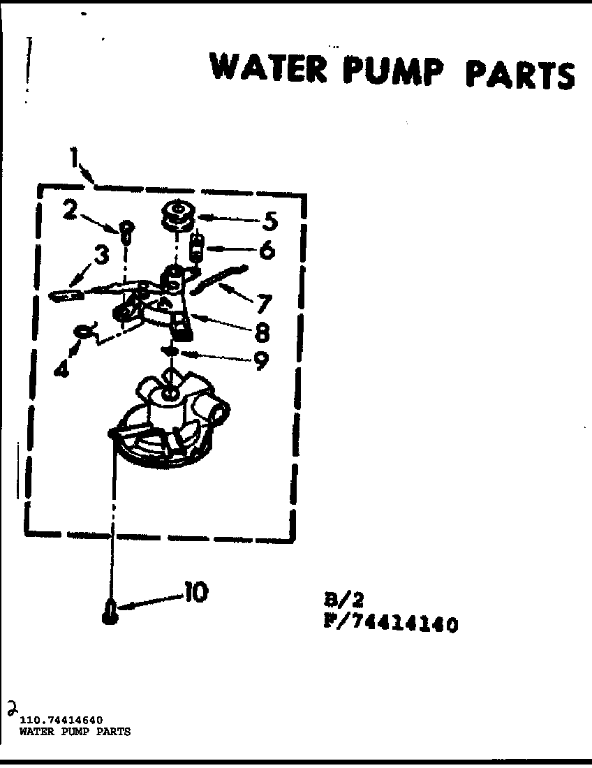 Kenmore 11074414640 water pump parts diagram