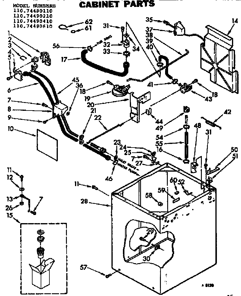 Kenmore 11074490410 cabinet parts diagram