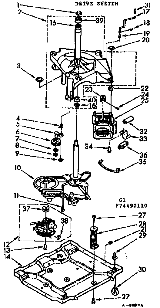Kenmore 11074490410 drive assembly diagram