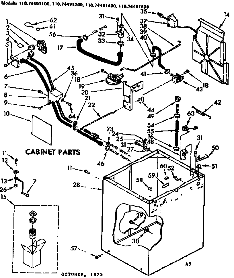 Kenmore 11074491400 cabinet parts diagram
