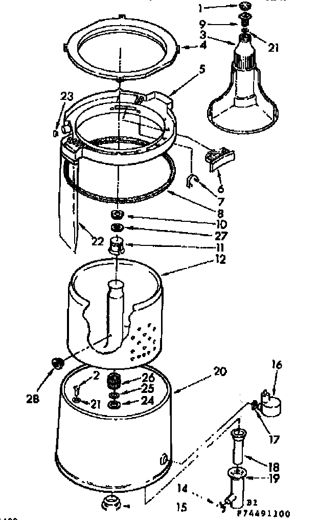 Kenmore 11074491400 tub & basket assembly diagram