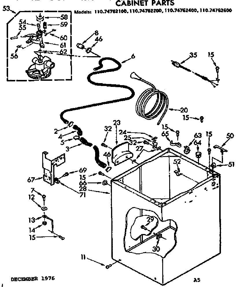 Kenmore 11074762100 cabinet parts diagram