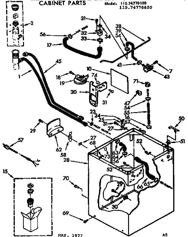 Kenmore 11074770600 cabinet parts diagram