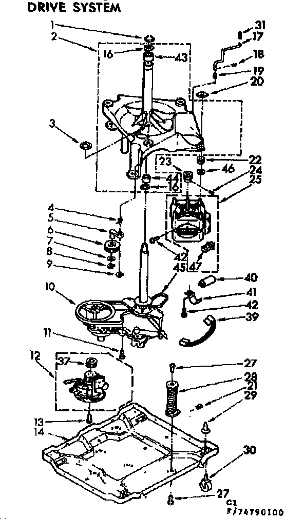 Kenmore 11074790100 drive system diagram