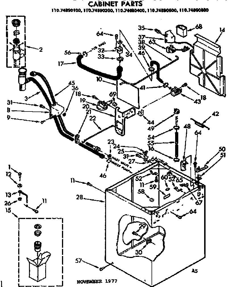 Kenmore 11074890100 cabinet parts diagram