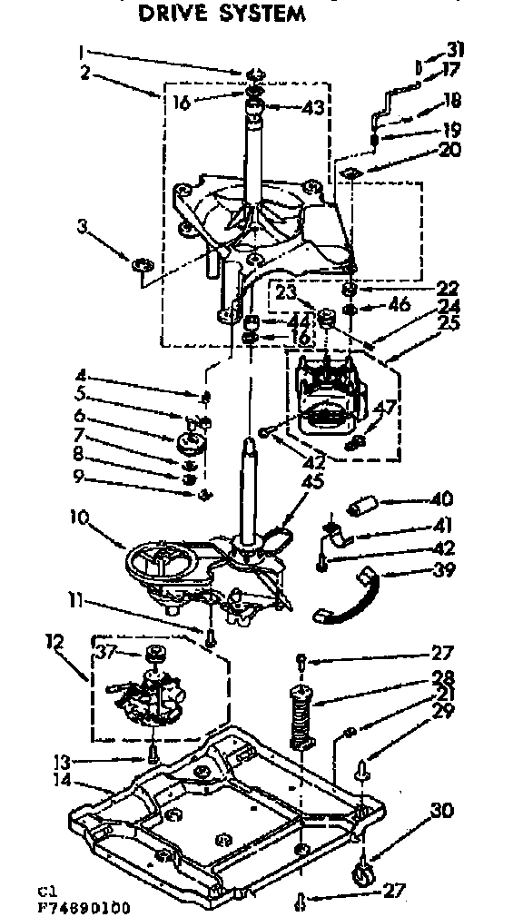 Kenmore 11074890100 drive system diagram