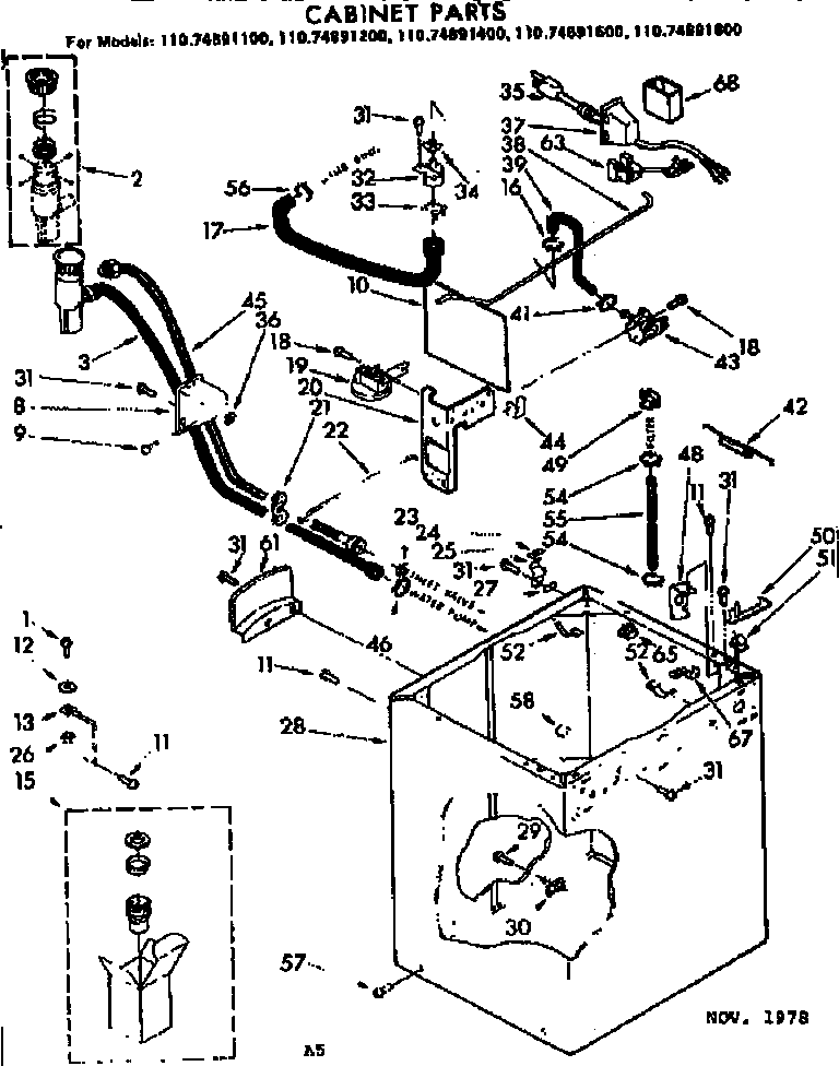 Kenmore 11074891800 cabinet parts diagram