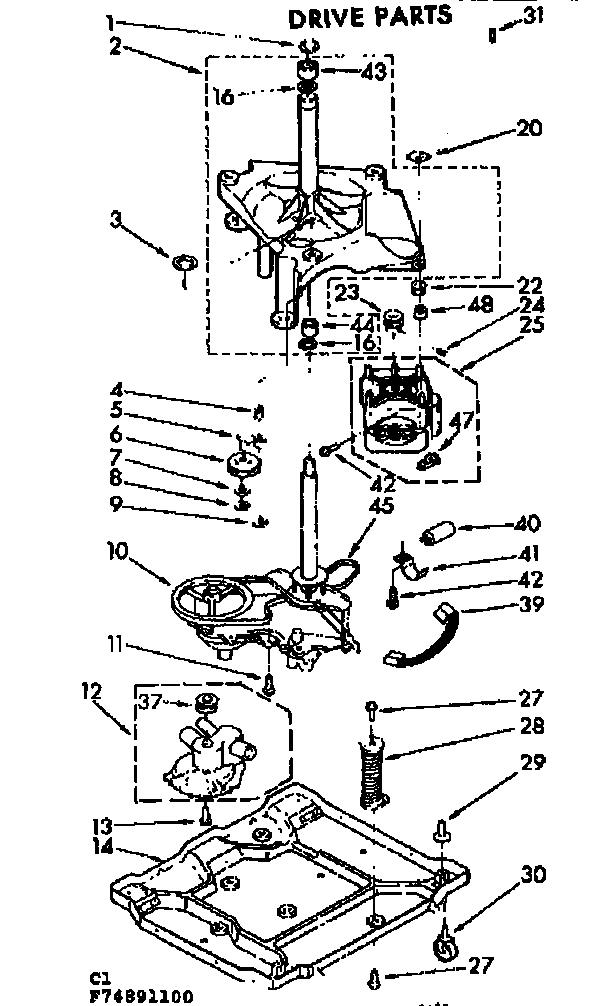 Kenmore 11074891800 drive parts diagram