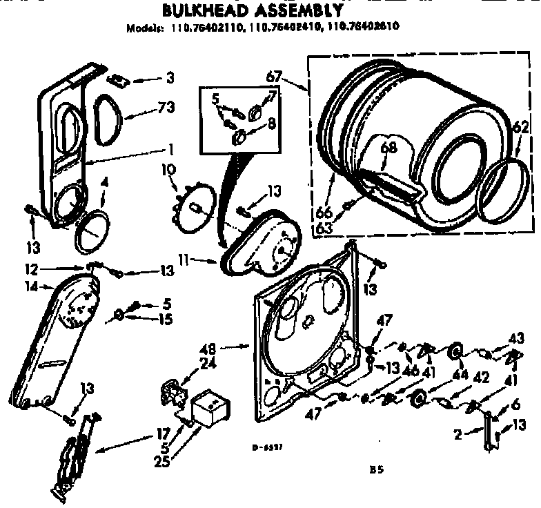 Kenmore 11076402110 bulkhead assembly diagram