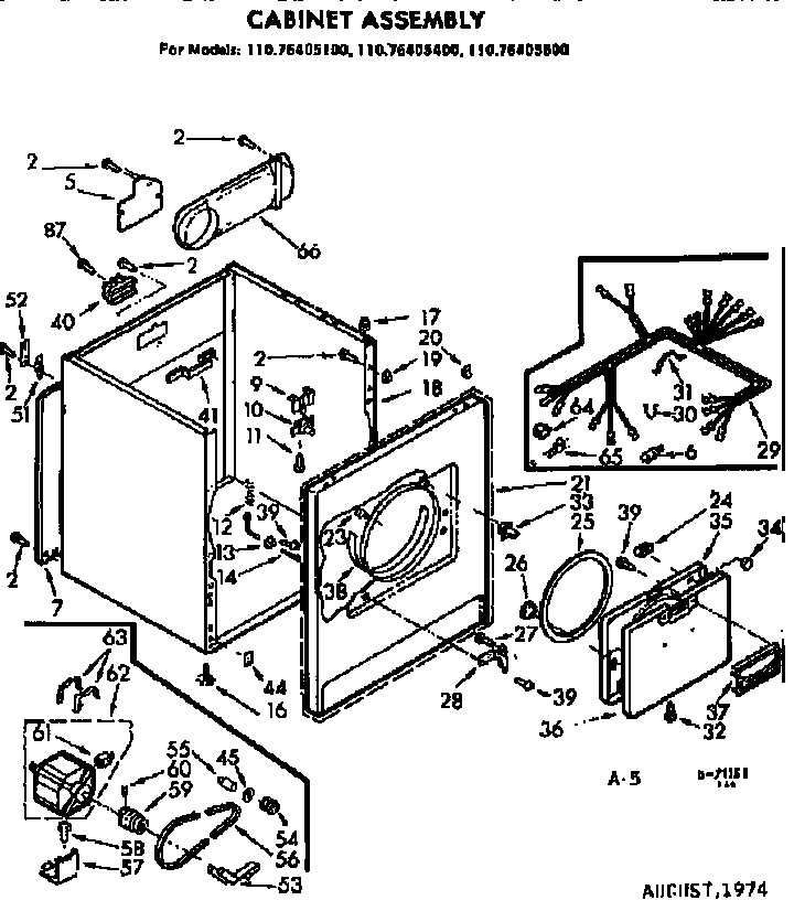 Kenmore 11076405100 cabinet asm diagram