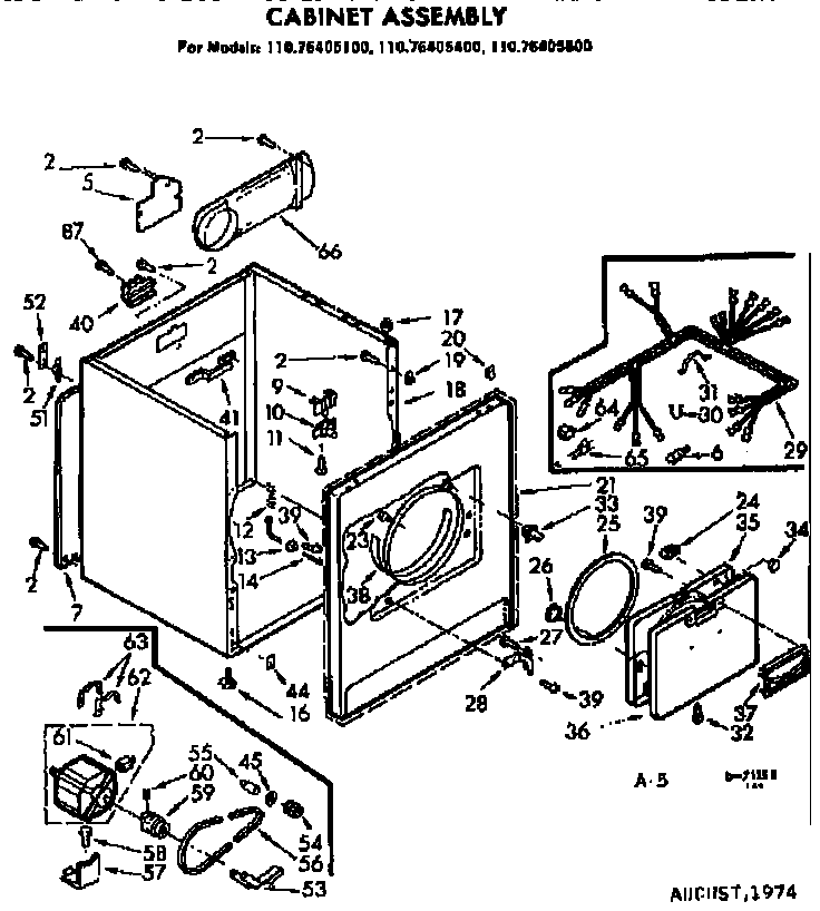 Kenmore 11076405100 top and console asm diagram