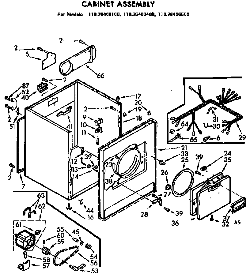 Kenmore 11076406100 cabinet assembly diagram