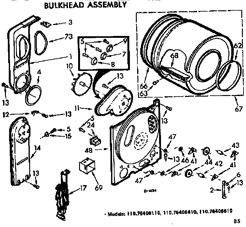 Kenmore 11076406410 bulkhead assembly diagram