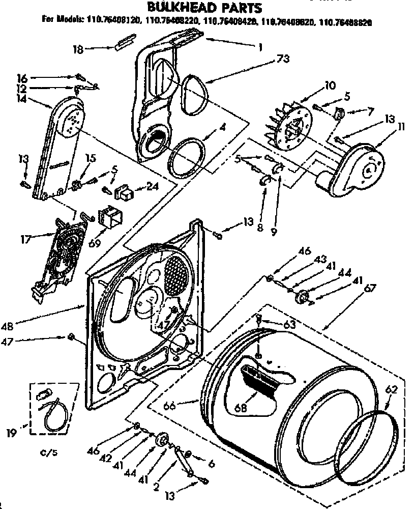 Kenmore 11076408420 bulkhead parts diagram