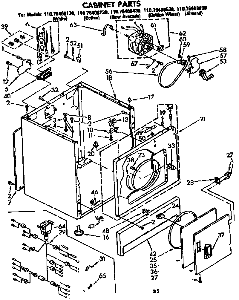 Kenmore 11076408830 cabinet parts diagram