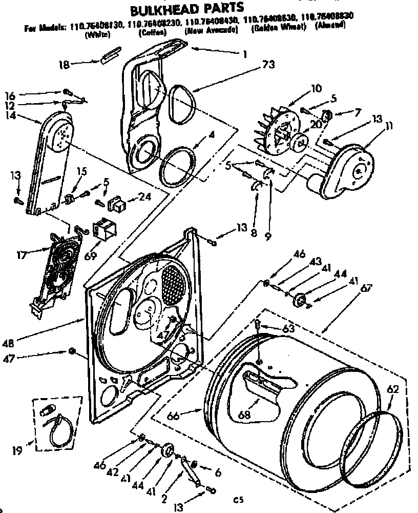 Kenmore 11076408830 bulkhead parts diagram