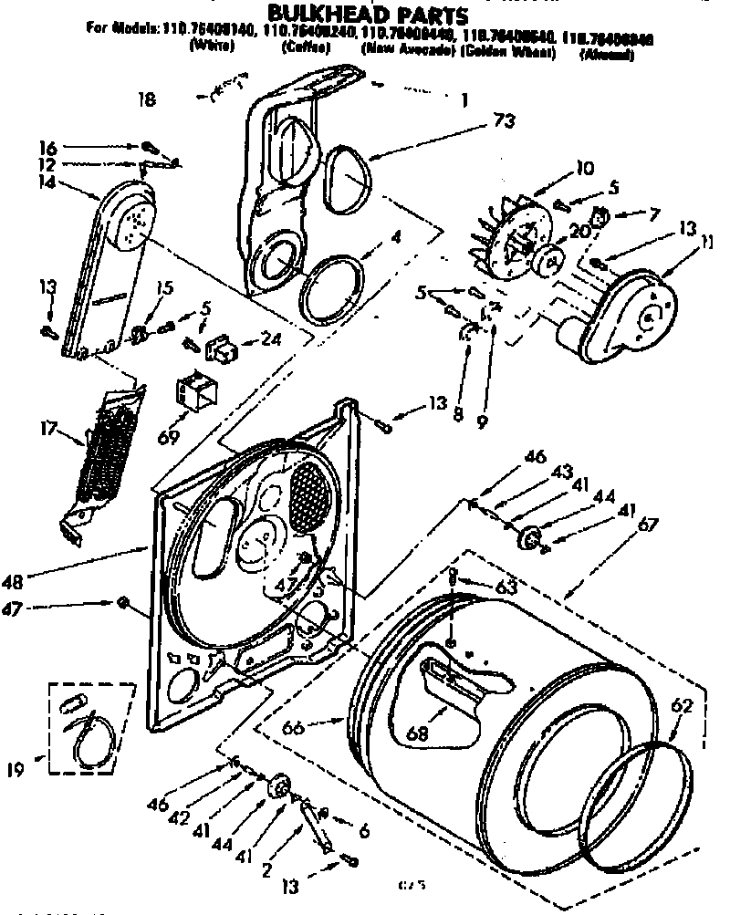 Kenmore 11076408140 bulkhead parts diagram