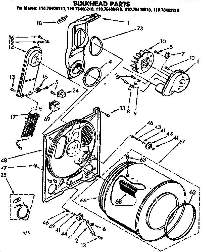 Kenmore 11076409410 bulkhead parts diagram