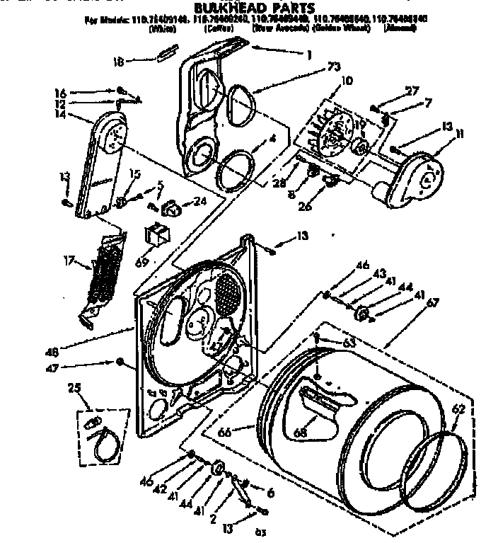 Kenmore 11076409440 bulkhead parts diagram