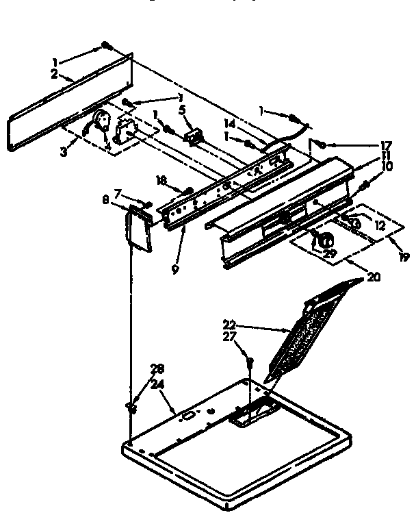 Kenmore 11076423110 top and console parts diagram