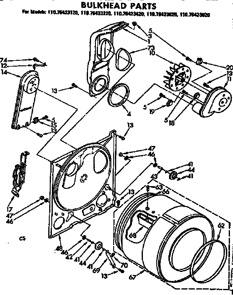 Kenmore 11076423120 bulkhead parts diagram