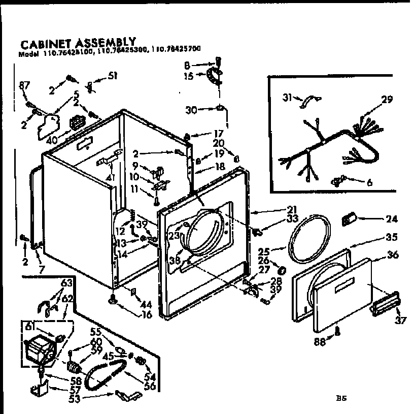 Kenmore 11076425300 cabinet assembly diagram