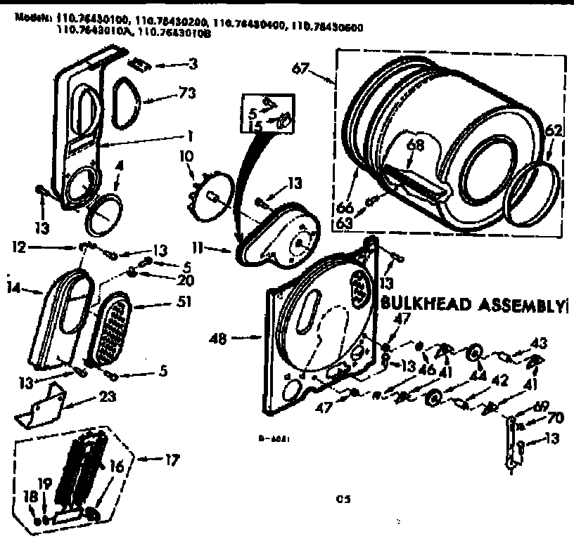 Kenmore 11076430100 bulkhead asm diagram