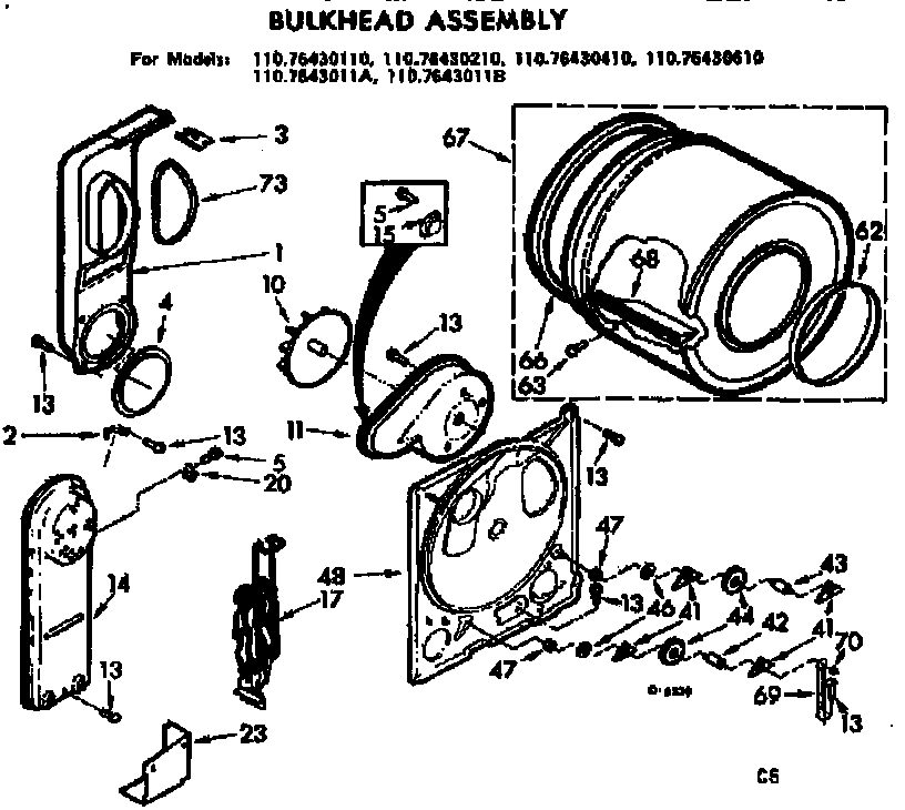 Kenmore 1107643011A bulkhead assembly diagram