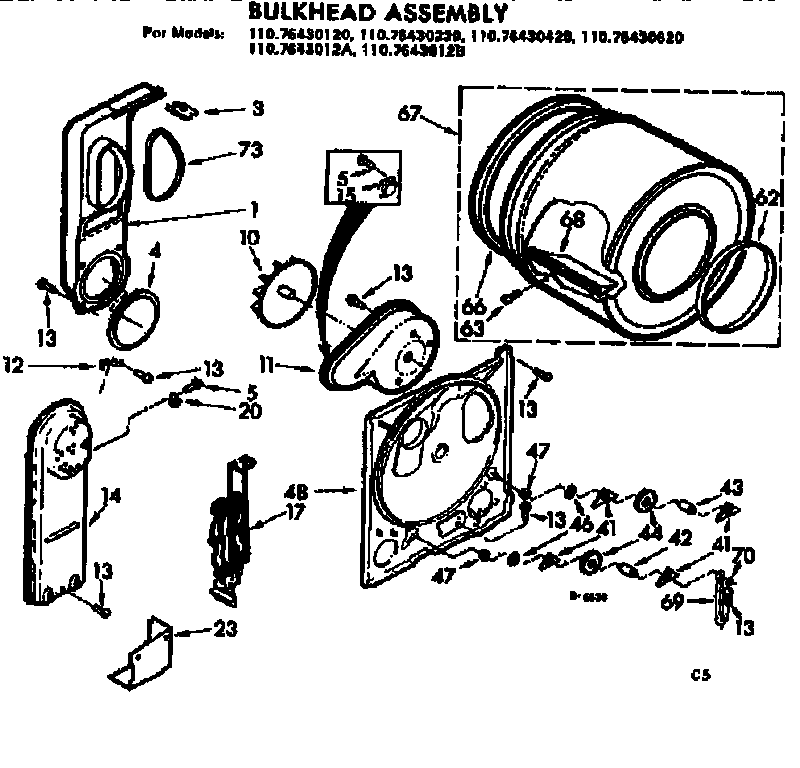 Kenmore 11076430420 bulkhead asm diagram