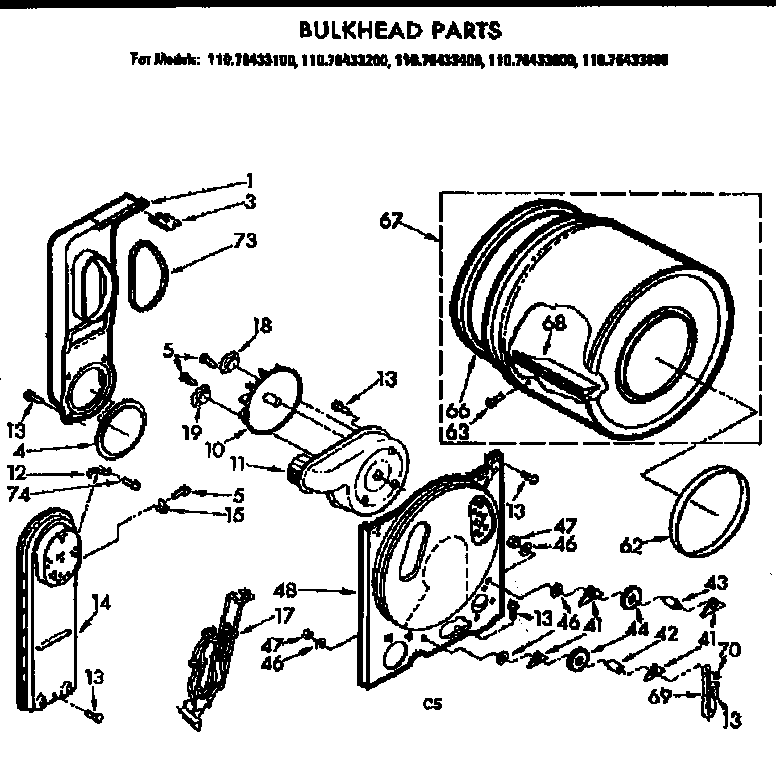 Kenmore 11076433200 bulkhead parts diagram