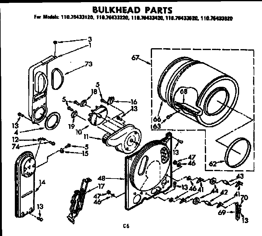 Kenmore 11076433220 bulkhead parts diagram