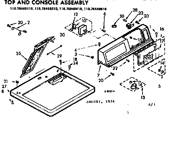 Kenmore 11076440610 top & console assembly diagram