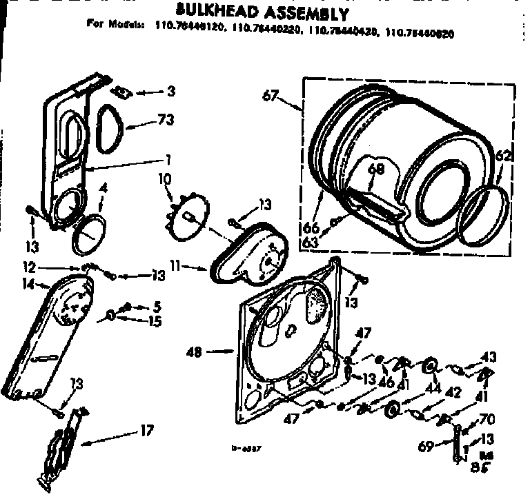 Kenmore 11076440620 bulkhead assembly diagram