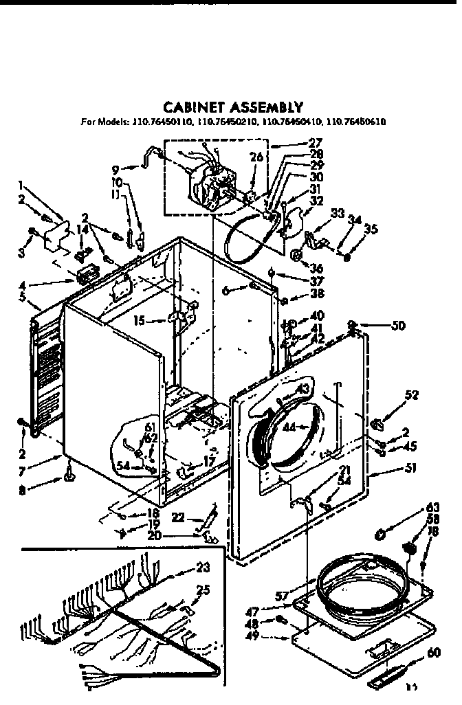 Kenmore 11076450210 cabinet asm diagram