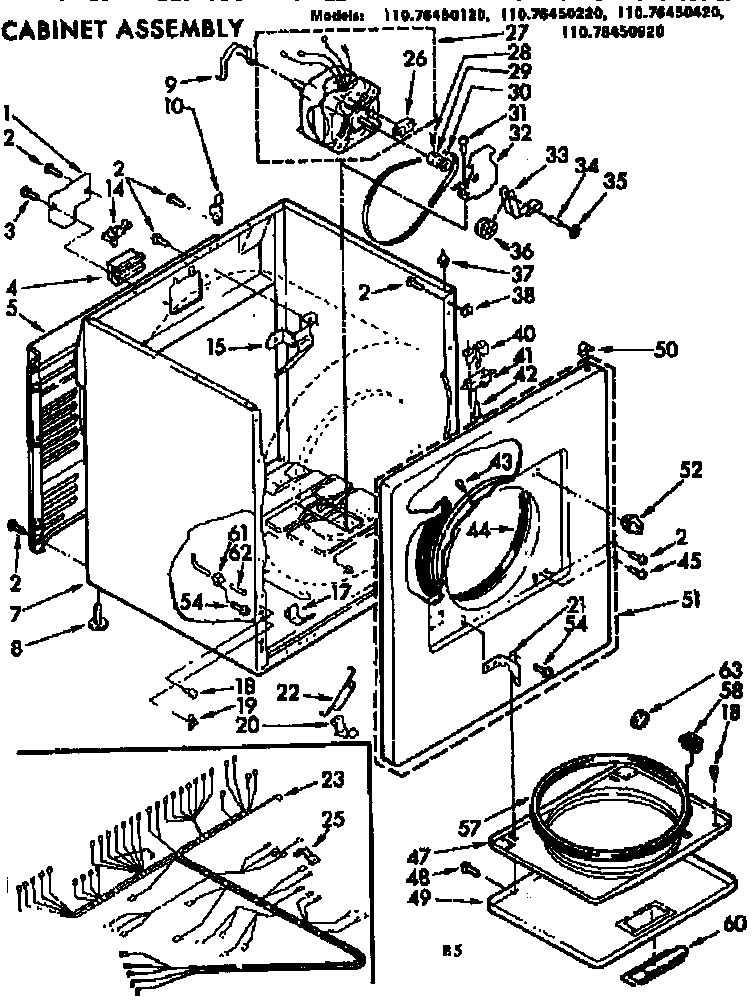Kenmore 11076450120 cabinet assm diagram