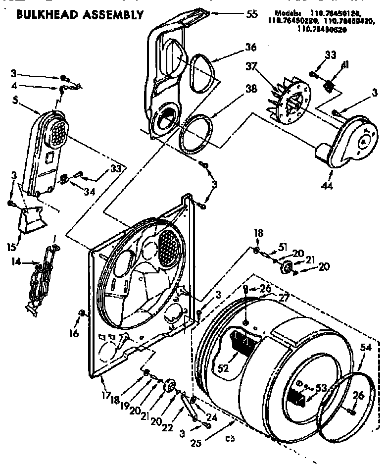 Kenmore 11076450120 bulkhead assm diagram