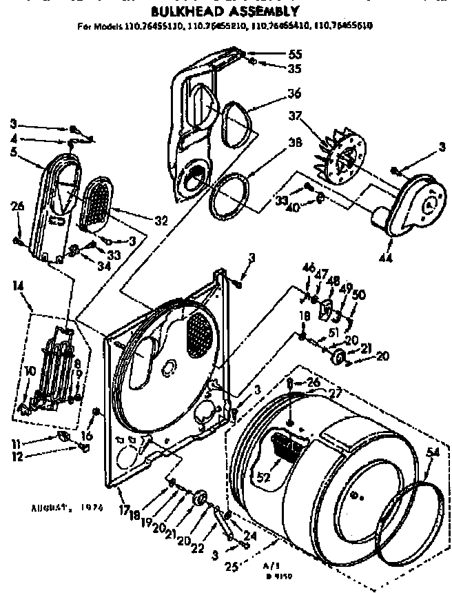 Kenmore 11076455610 bulkhead asm diagram