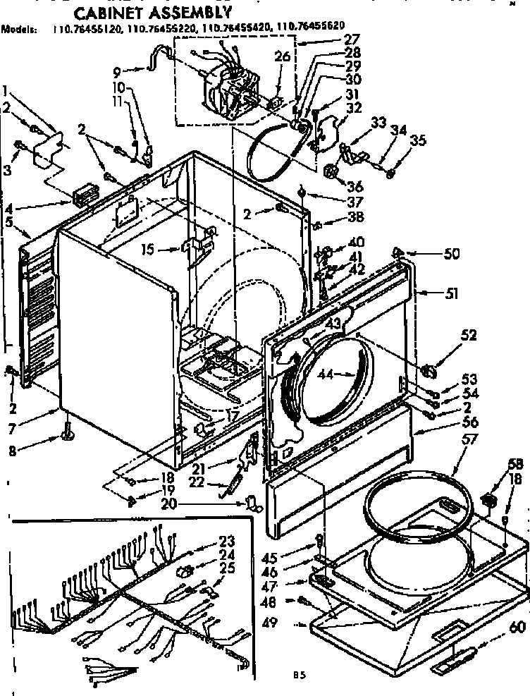 Kenmore 11076455620 cabinet assembly diagram