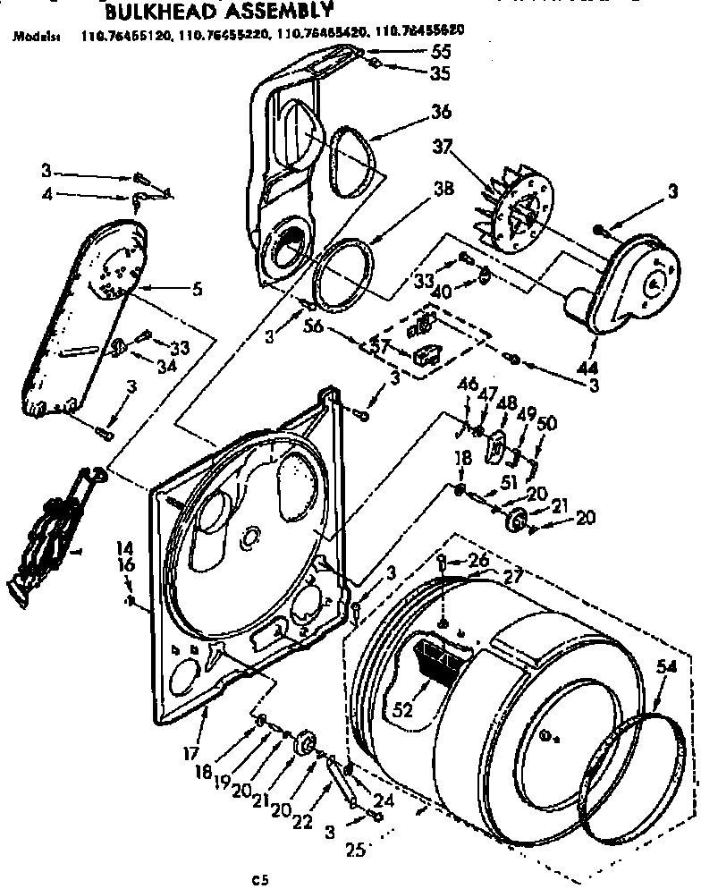 Kenmore 11076455620 bulkhead assembly diagram