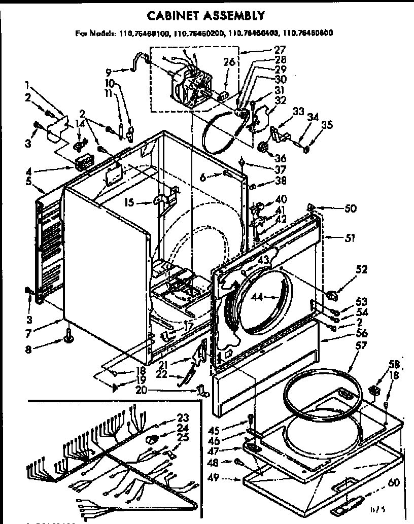 Kenmore 11076460200 cabinet asm diagram