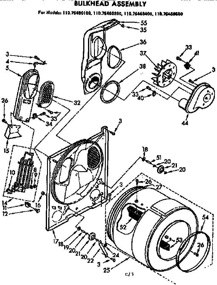 Kenmore 11076460200 bulkhead asm diagram