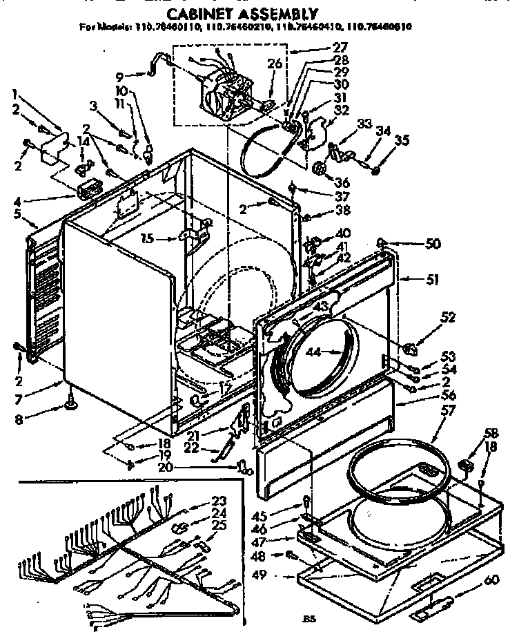 Kenmore 11076460210 cabinet asm diagram