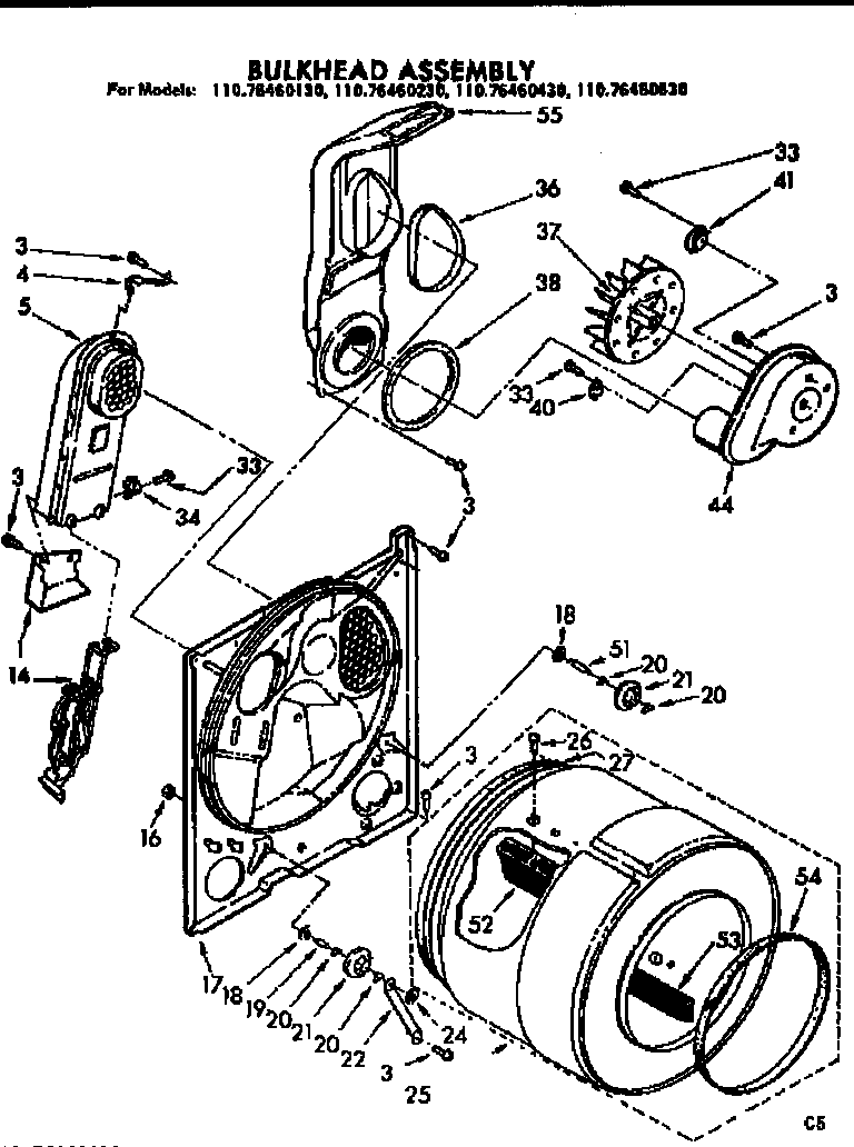 Kenmore 11076460630 bulkhead assembly diagram