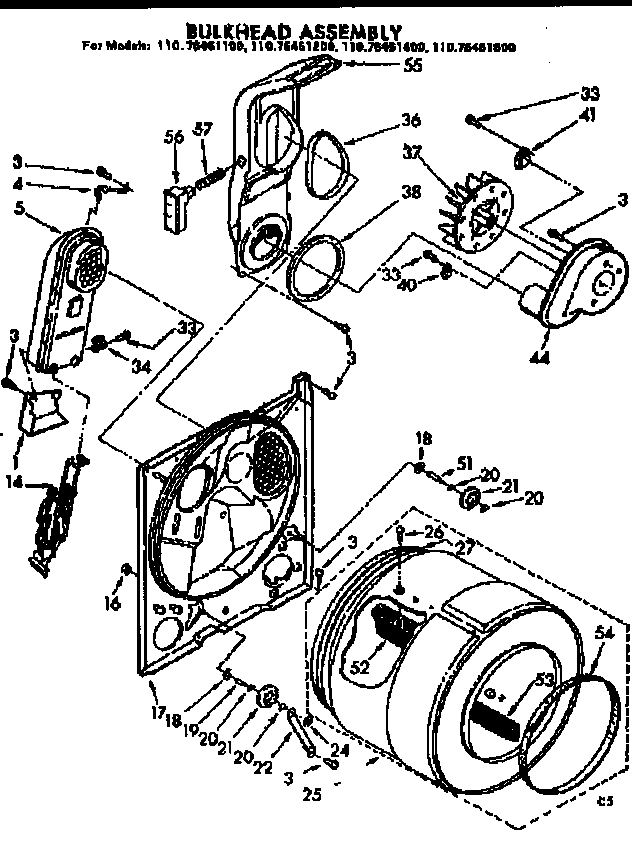 Kenmore 11076461600 bulkhead assm diagram