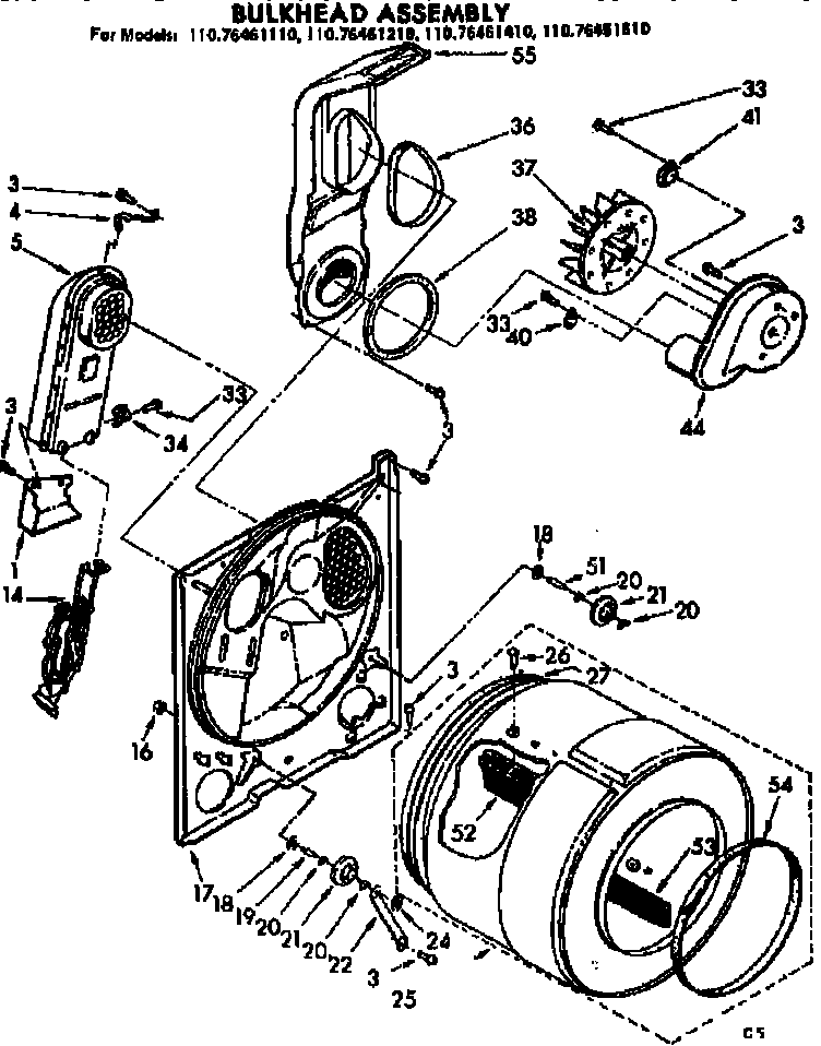 Kenmore 11076461410 bulkhead assembly diagram