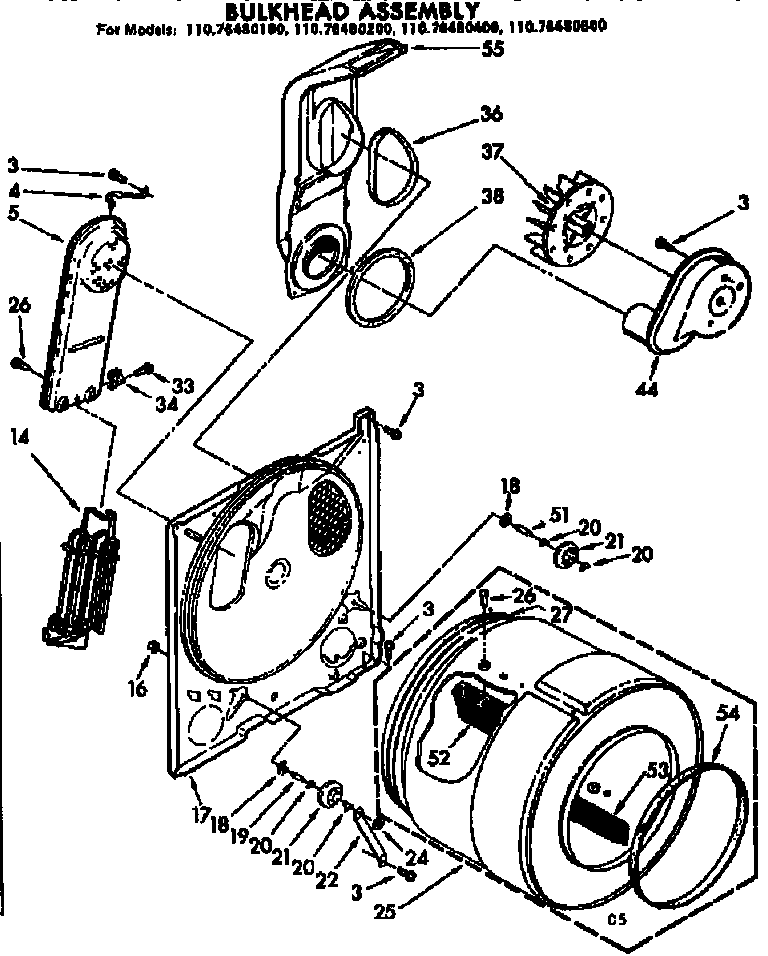 Kenmore 11076480100 bulkhead assembly diagram