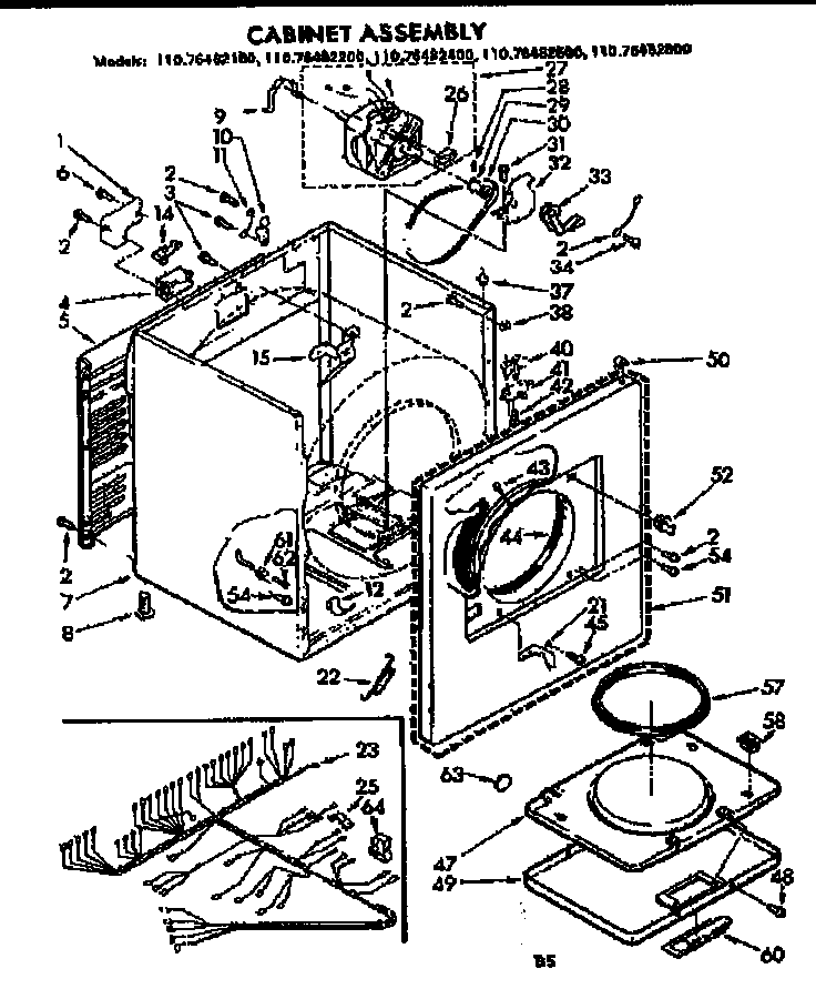 Kenmore 11076482600 cabinet assembly diagram