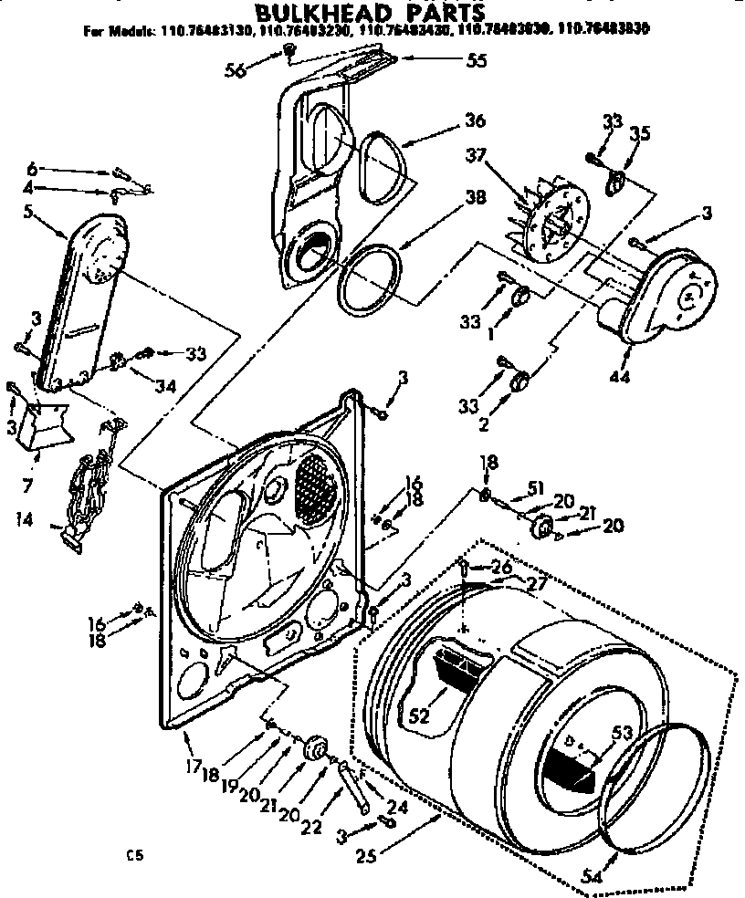 Kenmore 11076483830 bulkhead parts diagram