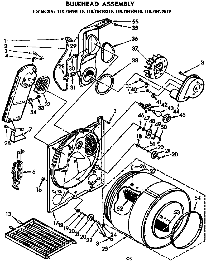 Kenmore 11076490210 bulkhead assembly diagram